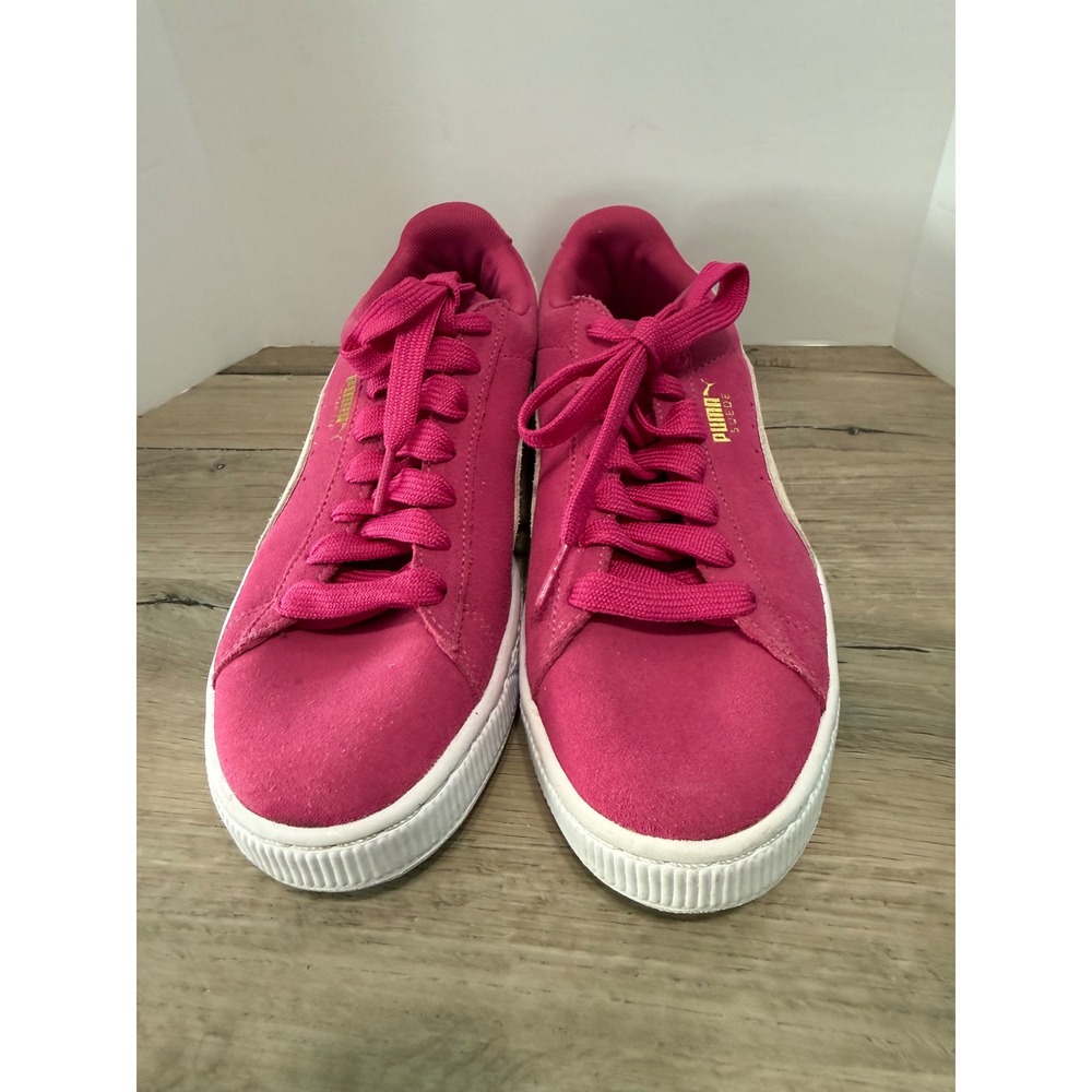 Puma Suede Classic Sneakers Womens 8.5 Pink White 355462 38 Low Top Retro Shoes - Picture 6 of 9